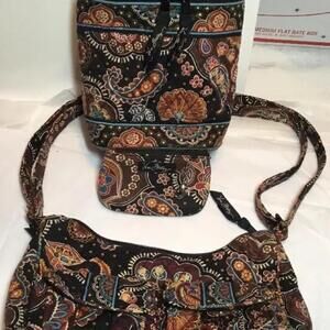 Vera Bradley vintage 3 pc retired Kensington Fall 2007 purse handbag set